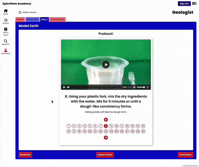 Demonstration of Xplorstem Academy's experiment section.