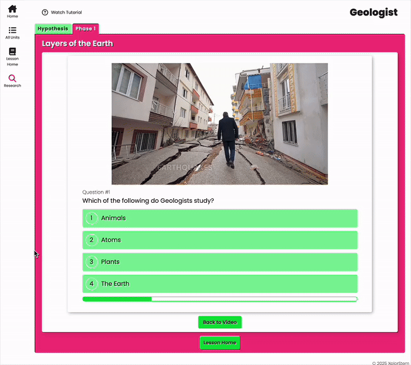 Demonstration of Xplorstem Academy's research section.